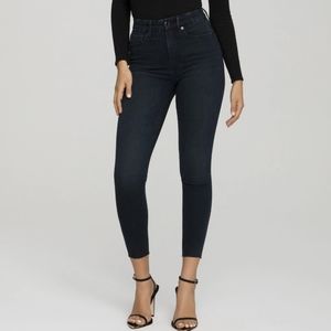 GOOD AMERICAN GOOD WAIST CROP RAW HEM | BLUE631